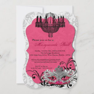 Hot Pink Masquerade Ball Mask Costume Halloween Invitation