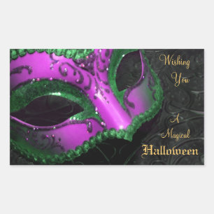 Hot Pink Masquerade Mask Halloween Party Stickers