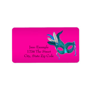 Hot Pink Masquerade Party Address Labels