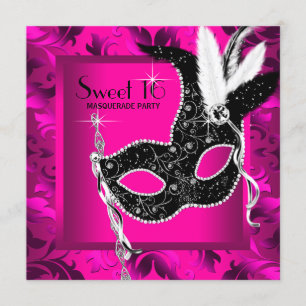 Hot Pink Masquerade Party Invitation