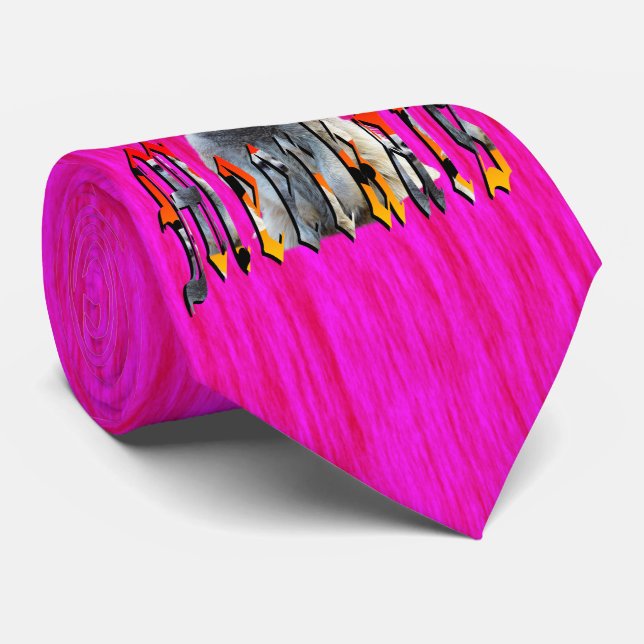 Hot Pink Meerkat Logo Design, Tie (Rolled)
