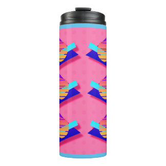 Hot Pink Memphis Neon Triangle Patterns Thermal Tumbler