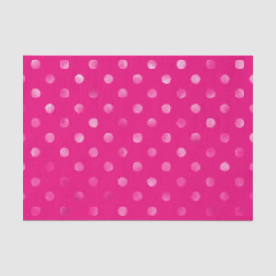 Hot Pink Metallic Faux Foil Polka Dot Swiss Dots Tissue Paper