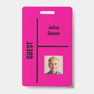 Hot Pink Minimal Guest Event ID Badge