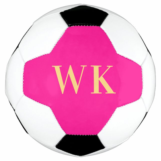 Hot Pink Minimal Monogram Initials Football (Front)