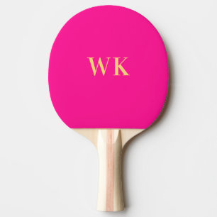 Hot Pink Minimal Monogrammed Initials Ping Pong Paddle