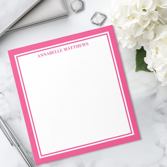 Hot Pink Minimalist Monogram Notepad (Hot Pink Minimalist Monogram Notepad)