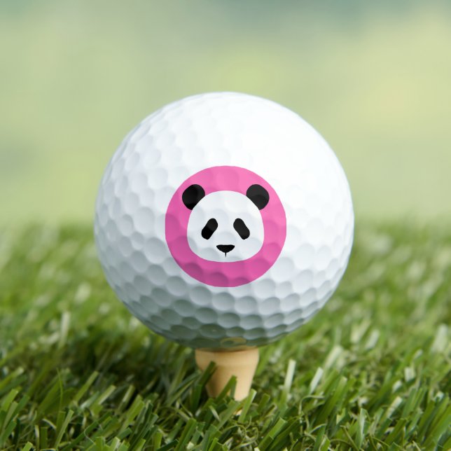 Hot Pink - Minimalist Panda Pattern Golf Balls (Insitu Tee)