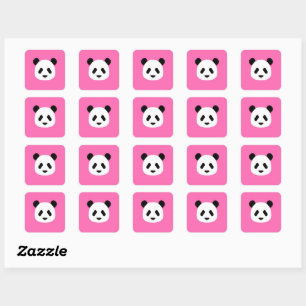 Hot Pink - Minimalist Panda Pattern Square Sticker
