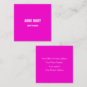 Hot Pink Modern Bold Bright Colorful Simple Classy Square Business Card