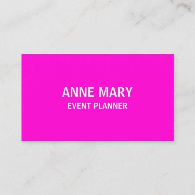 Hot Pink Modern Bold Bright Colourful Professional Business Card (Front)