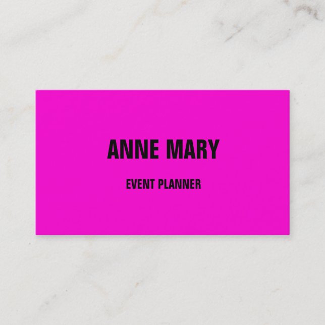 Hot Pink Modern Bold Bright Colourful Simple Cool Business Card (Front)