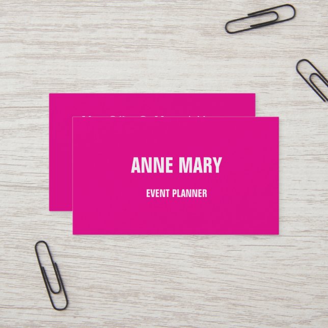 Hot Pink Modern Bright Colourful Professional 2025 Business Card (Front/Back In Situ)