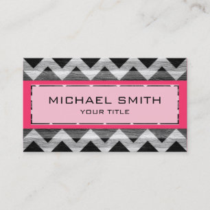 Hot Pink Modern Chevron Pattern Business Card