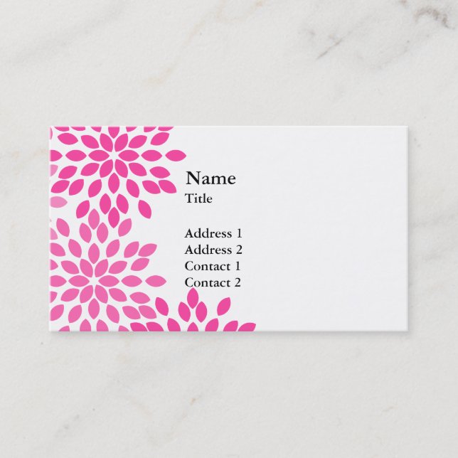 Hot Pink Modern Floral Pattern Business Card (Front)