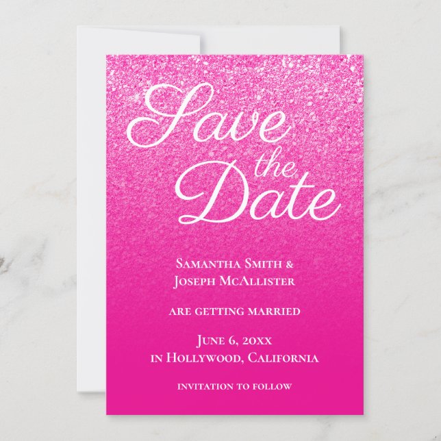 Hot Pink Modern Gradient Save The Date (Front)