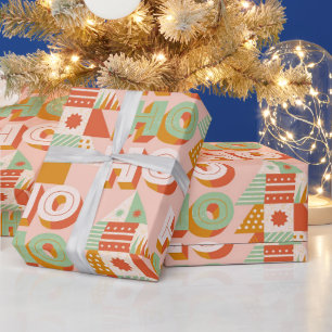 Hot Pink Modern Groovy Christmas Wrapping Paper