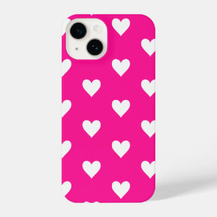 Hot Pink Modern Heart Pattern iPhone 14 Case