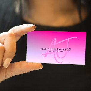 Hot pink modern makeup artist beauty salon business card