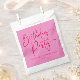 Hot Pink Modern Minimalist Birthday Party Favour Bags