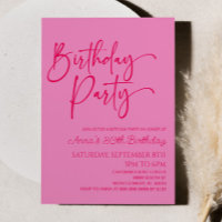 Hot Pink Modern Minimalist Birthday Party