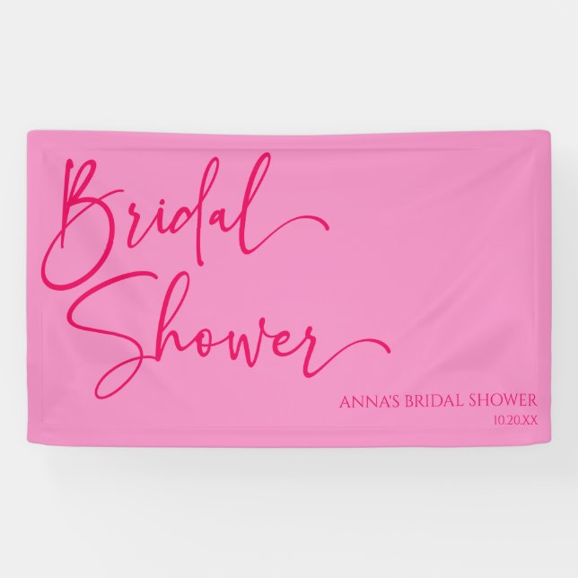 Hot Pink Modern Minimalist Bridal Shower Banner (Horizontal)