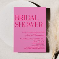 Hot Pink Modern Minimalist Bridal Shower