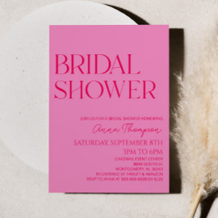 Hot Pink Modern Minimalist Bridal Shower Invitation