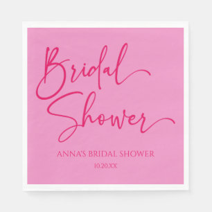 Hot Pink Modern Minimalist Bridal Shower Napkin