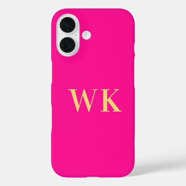 Hot Pink Modern Monogram Initials Case-Mate iPhone Case (Back)