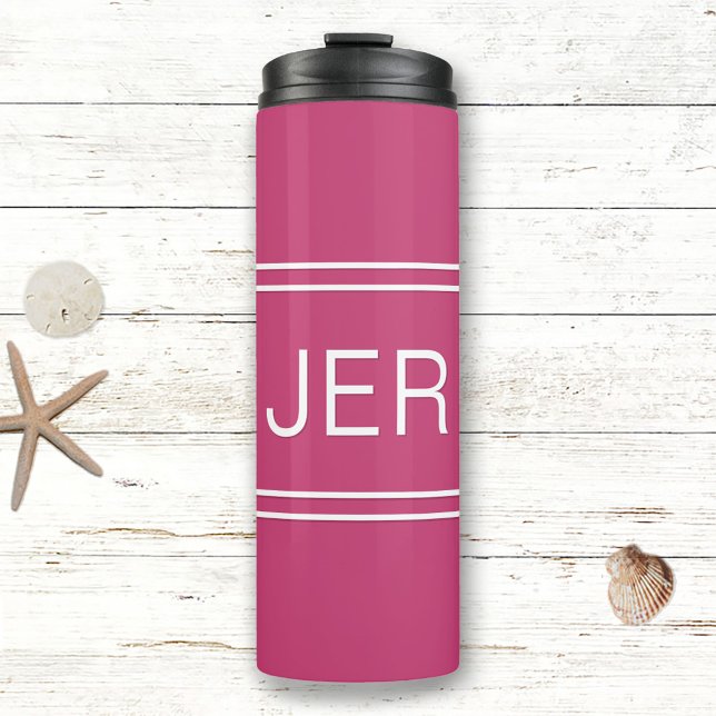 Hot Pink Modern Monogram Thermal Tumbler (Creator Uploaded)