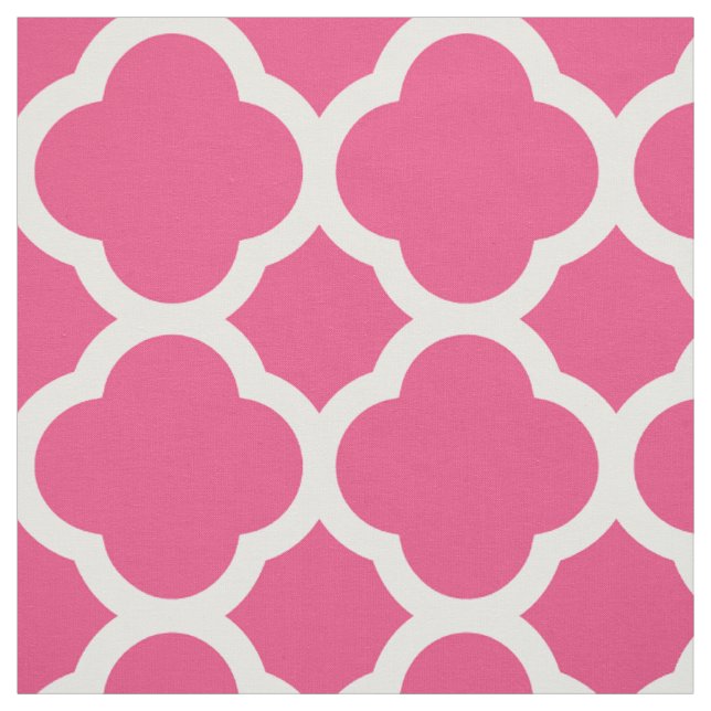 Hot Pink Modern Quatrefoil Large Scale Fabric (Swatch)