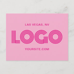 Hot Pink Modern Rectangular Logo Postcard