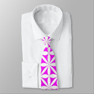 Hot Pink Modern / Retro Flower Print Tie
