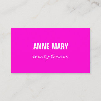 Hot Pink Modern Script Bright Colourful Girly Cool Business Card