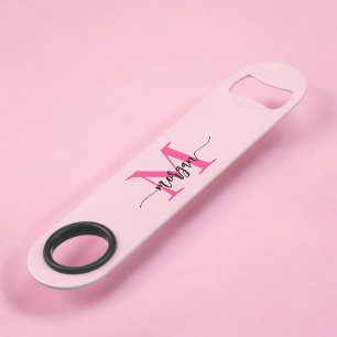 Hot Pink Modern Script Girly Monogram Name