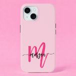 Hot Pink Modern Script Girly Monogram Name iPhone 15 Case<br><div class="desc">Protect your phone in style with our Hot Pink Modern Script Girly Monogram Name iPhone 15 Case! Featuring a vibrant hot pink design, this case is personalised with your name in a chic modern script for a custom touch. Designed for the iPhone 15, it offers durable protection against scratches and...</div>