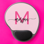 Hot Pink Modern Script Girly Monogram Name Gel Mouse Mat<br><div class="desc">Add a pop of colour to your workspace with our Hot Pink Modern Script Girly Monogram Name Mouse Pad! Featuring a vibrant hot pink design and personalised with your name in a chic modern script, this mouse pad blends style with practicality. The smooth surface ensures precise mouse movements, while the...</div>