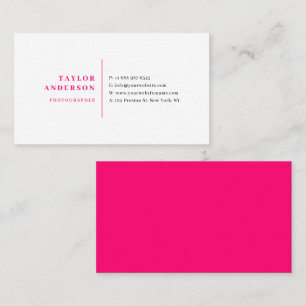 Hot Pink Modern Serif Typography Minimalist Business Card