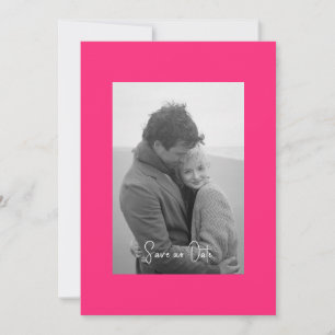Hot Pink Modern Simplicity B/W Photo Save The Date