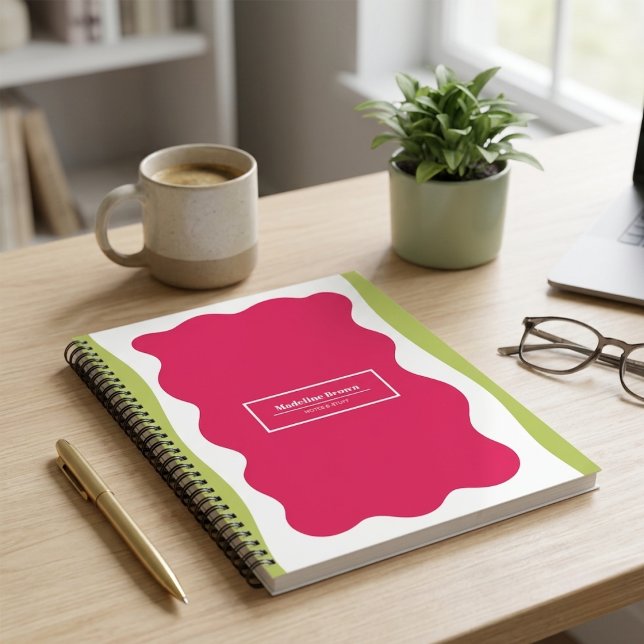 Hot Pink Modern Trendy Cute Patterns Stylish  Notebook (Creator Uploaded)