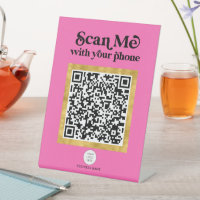 Hot pink Modern trendy QR code business sign