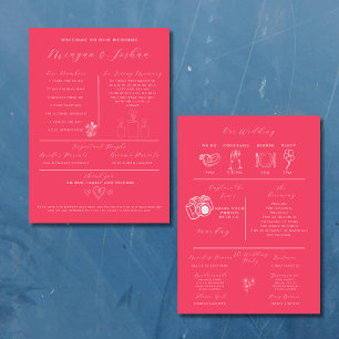 Hot Pink Modern Wedding Infographic Program Programme