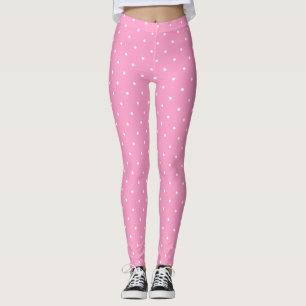 Hot Pink Modish White Circles Dots Elegant Trendy Leggings