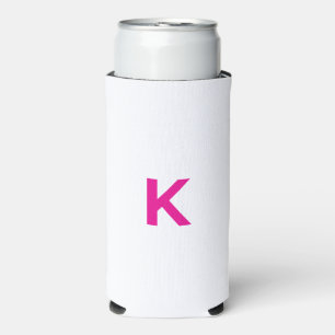 Hot Pink Monogram Bridal Shower Wedding Gift Favor Seltzer Can Cooler