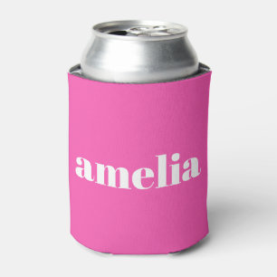 Hot Pink Monogram Can Cooler