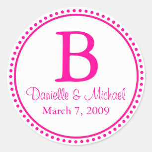 Hot Pink Monogram Classic Round Sticker