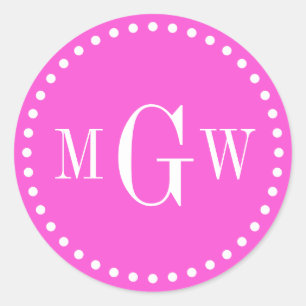 Hot Pink Monogram Envelope Seals Favour Tags