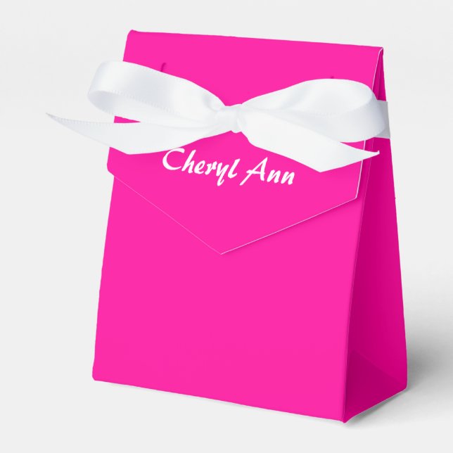 Hot Pink Monogram Favour Box (Front Side)