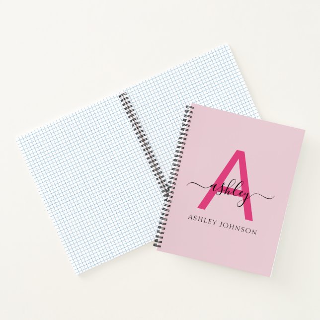 Hot Pink Monogram Girl's Back to School Notebook (Inside)